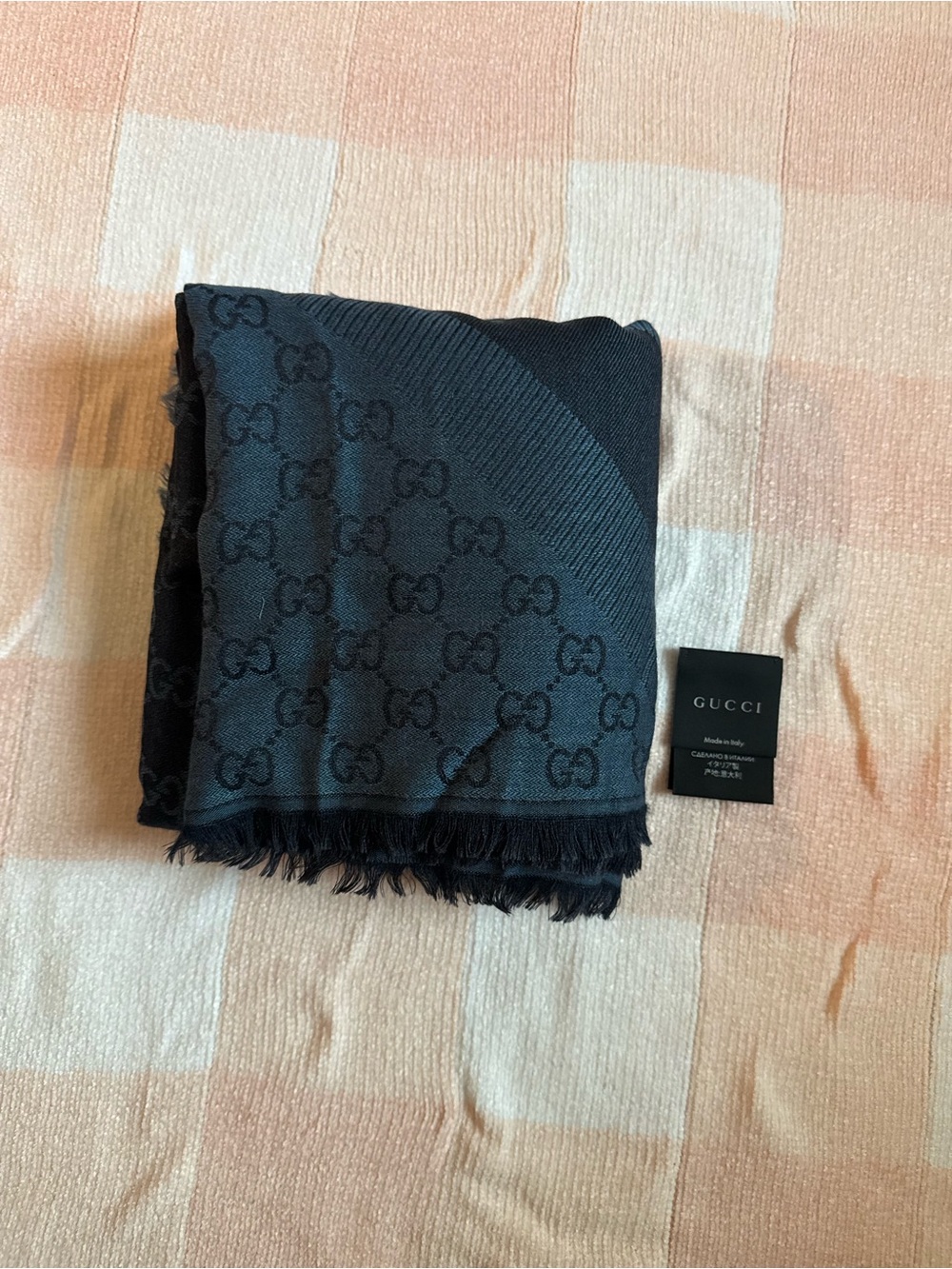Gucci Dark Blue and Navy GG Jacquard Scarf